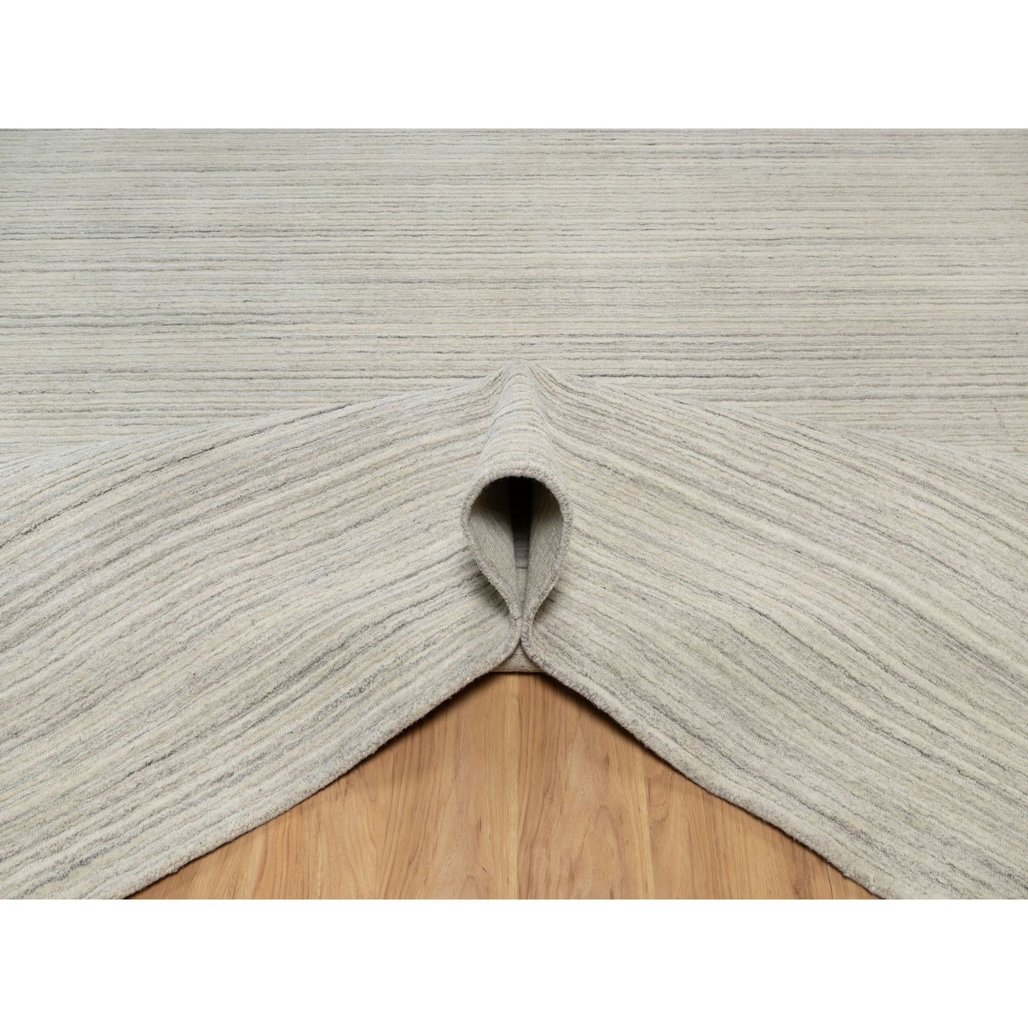 12'X14'9" Beige Plain Modern Design Hand Loomed Undyed Wool Oversized Rug