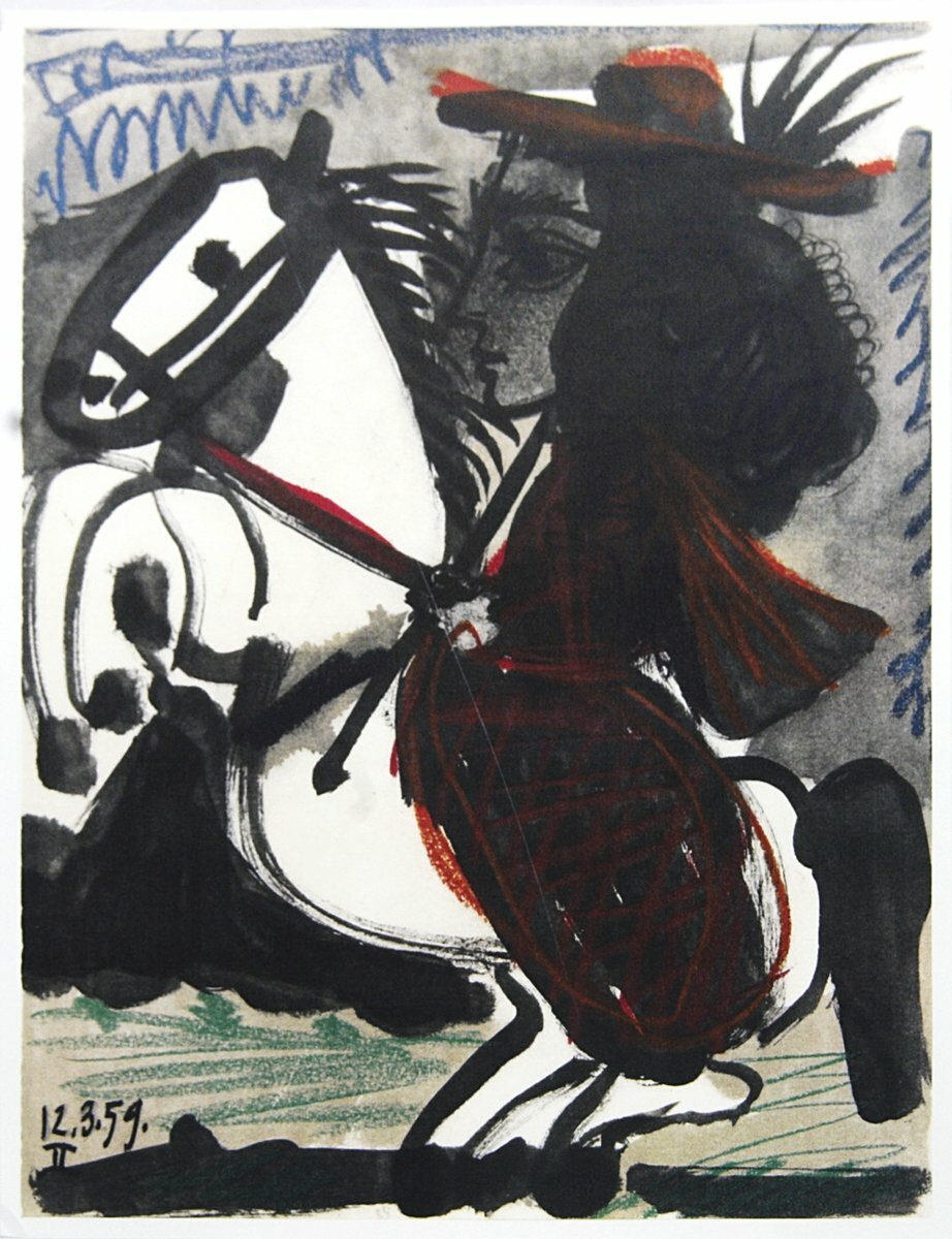 Pablo Picasso Cavalier " Lithograph Cubism Black & White, Brown