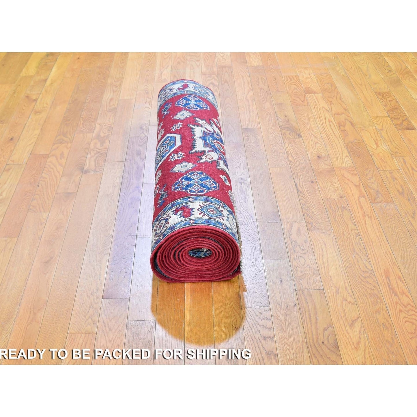 3'10"X17'3" Extra Long Wide Kazak Runner Hand Knotted Natural Wool Rug