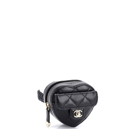 Lambskin Chanel CC in Love Heart Arm Zip Coin Purse Quilted