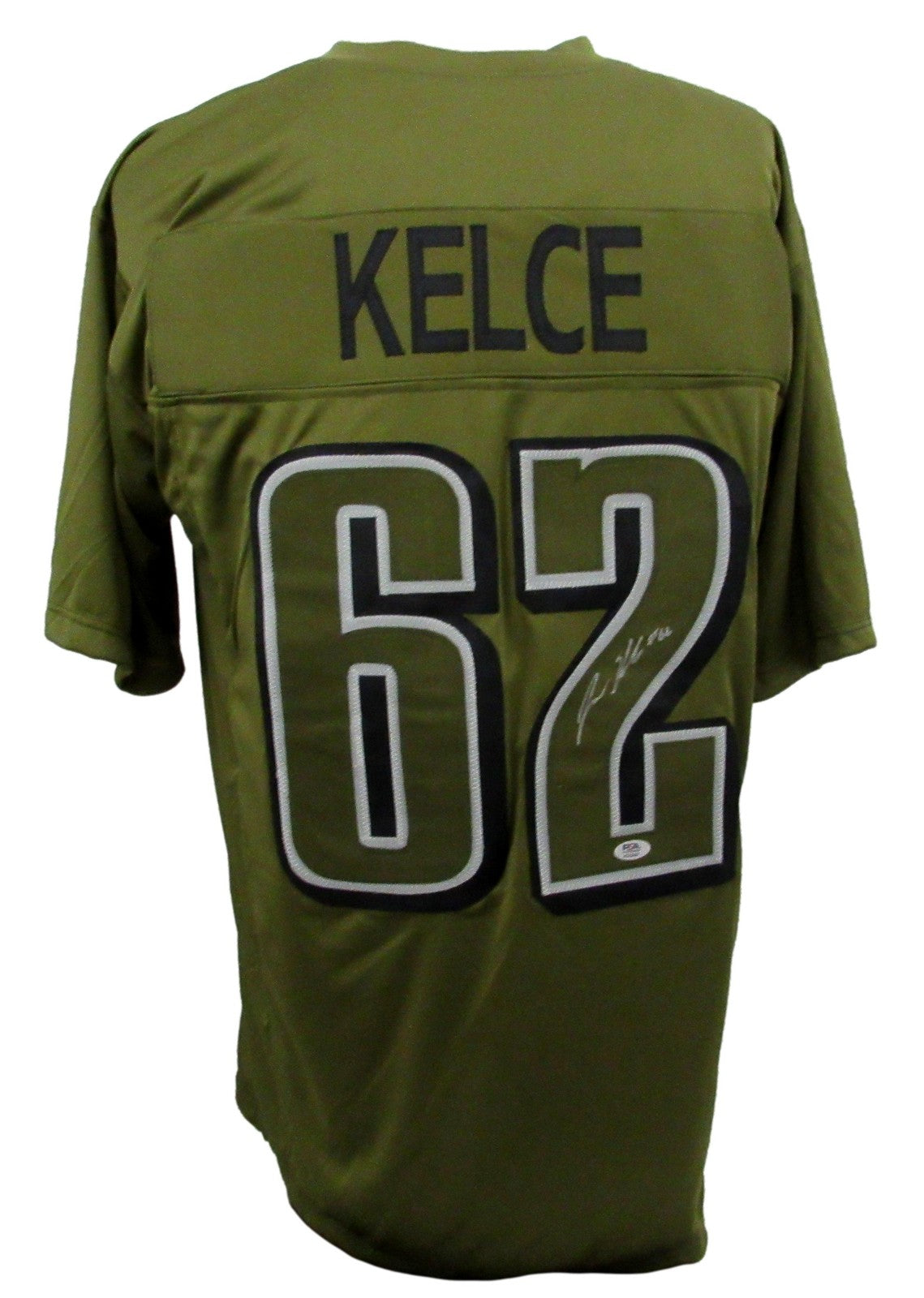Jason Kelce Autographed Army Green Custom Football Jersey Eagles PSA/ DNA 208043