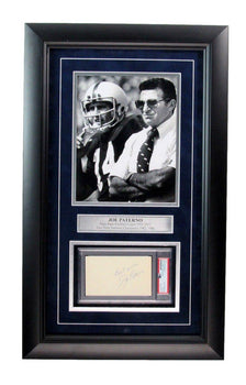 Joe Paterno Signed/Inscribed Cut Card W/ Photo