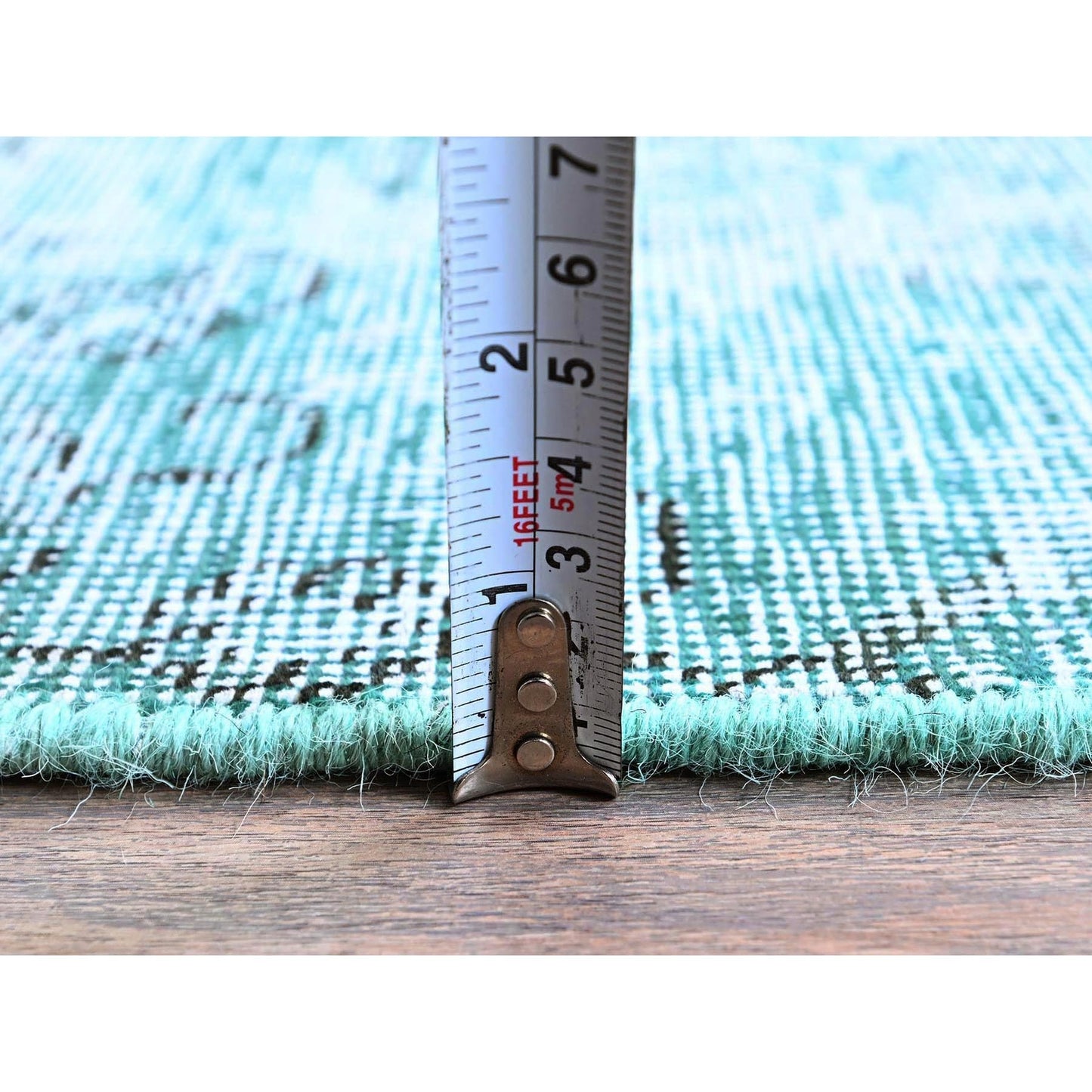 2'X5'7" Green Overdyed Vintage Zoroastrian Hand Knotted Wool Runner Rug