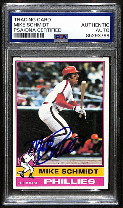 Mike Schmidt Hof Signed/Autographed 1976 Topps Card #480 Phillies Psa/Dna 190643