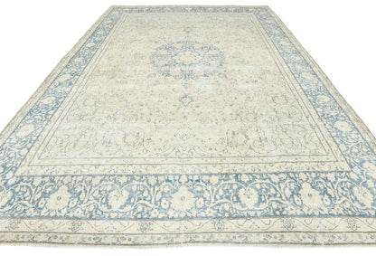 Handmade Muted Floral Distressed 10X13 Ft Vintage