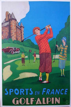 French Alps Golf  Poster  Bruce Skilbeck Hand Signed Limited Edition 2002