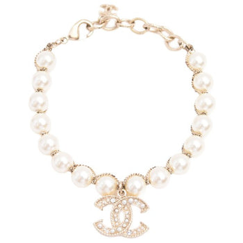 Chanel Bracelet Fake Pearl Chain Coco Mark Motif A19 Gp