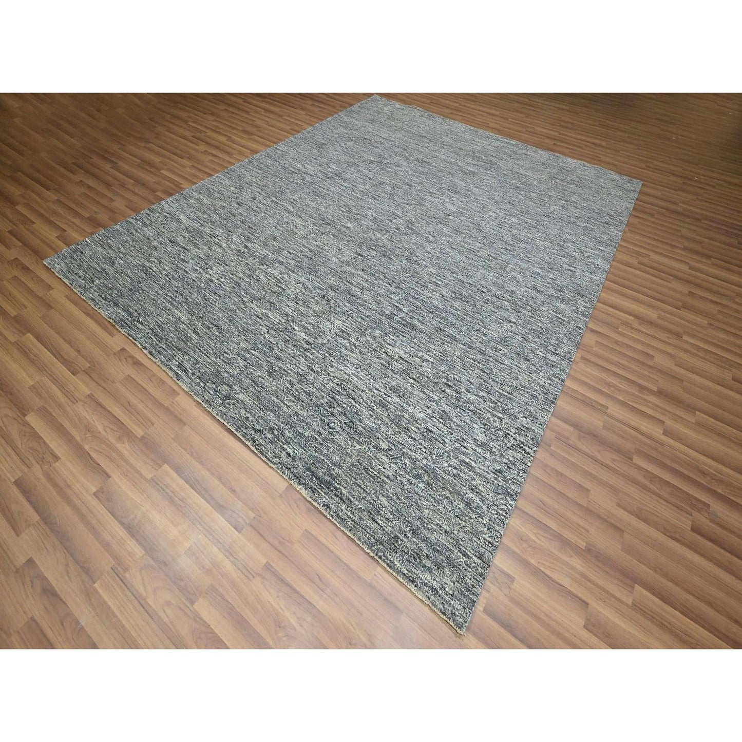 8'X10' Gray Kohinoor Pattern Small Geometric Design Hand Knotted Wool Rug