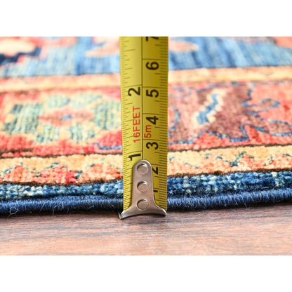 Rug 4'3"x10'3" Sailor Blue Wool Heris All Over Design Hand Knotted Runner