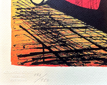 Bernard Buffet 'Rolls Royce' Certified Lithograph Coa Signed Op Numbered