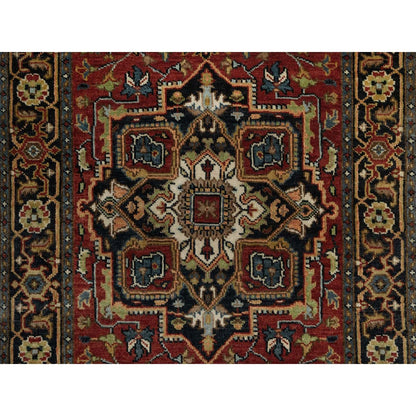2'8"X10' Red Hand Knotted Soft Wool Rug Runner Antiqued Fine Heris Revival