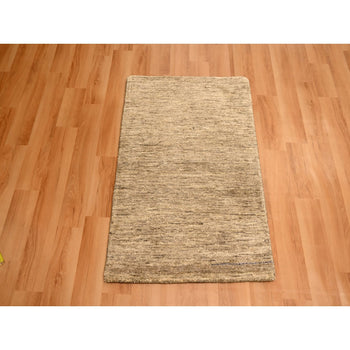 2'X3' Peanut Brown Plain Solid Design Pure Sari Silk Hand Knotted Mat Rug