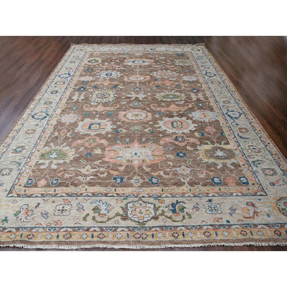 12'X17'9"Brown Oushak Design Hand Knotted Wool Oversize Oriental Rug