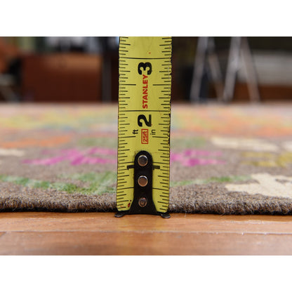 8'2"X9'6" Brown Colorful Afghan Kilim Pure Wool Flat Weave Hand Woven Rug