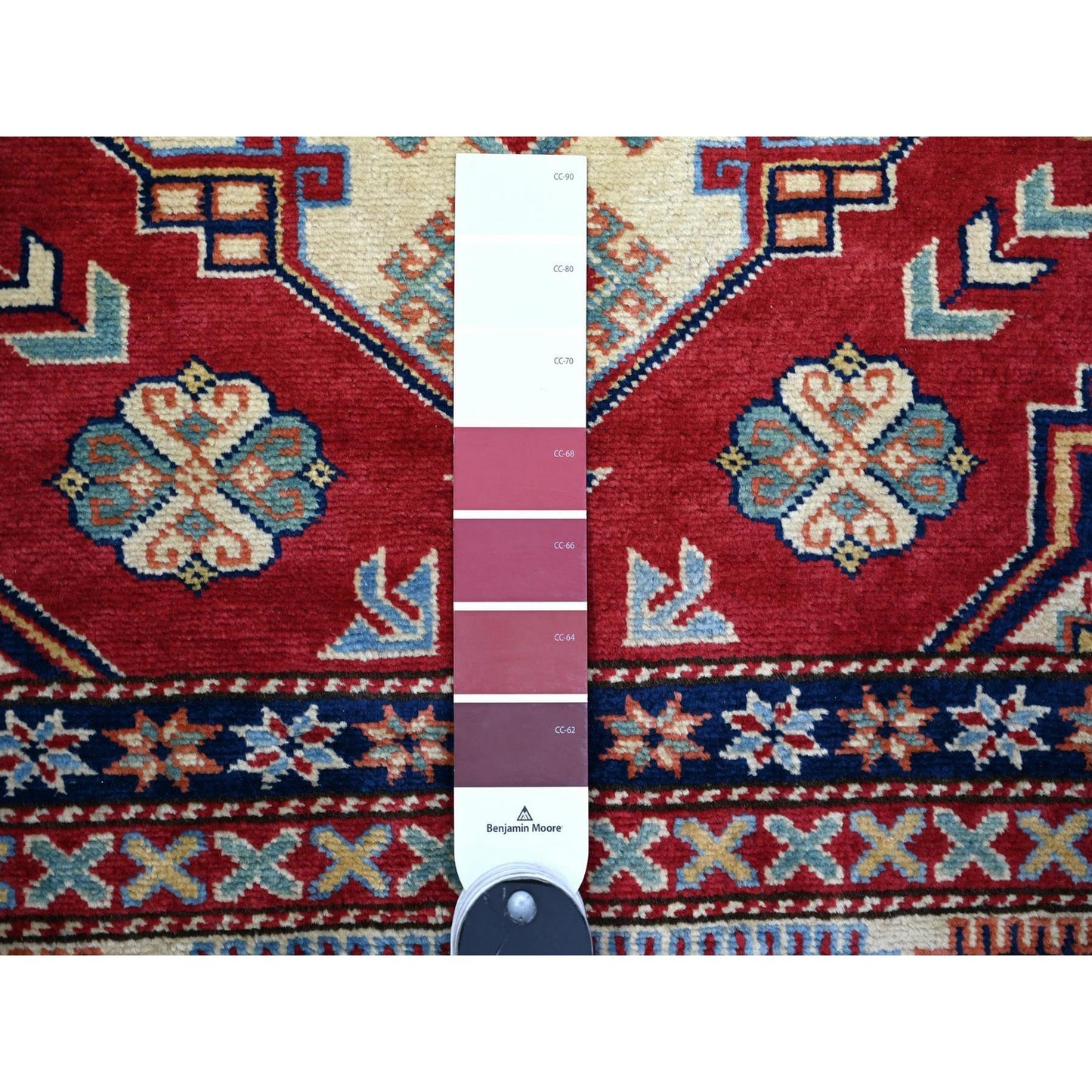 5'8"X8'1" Scarlet Red Shirvan Afghan Super Kazak Wool Hand Knotted Rug