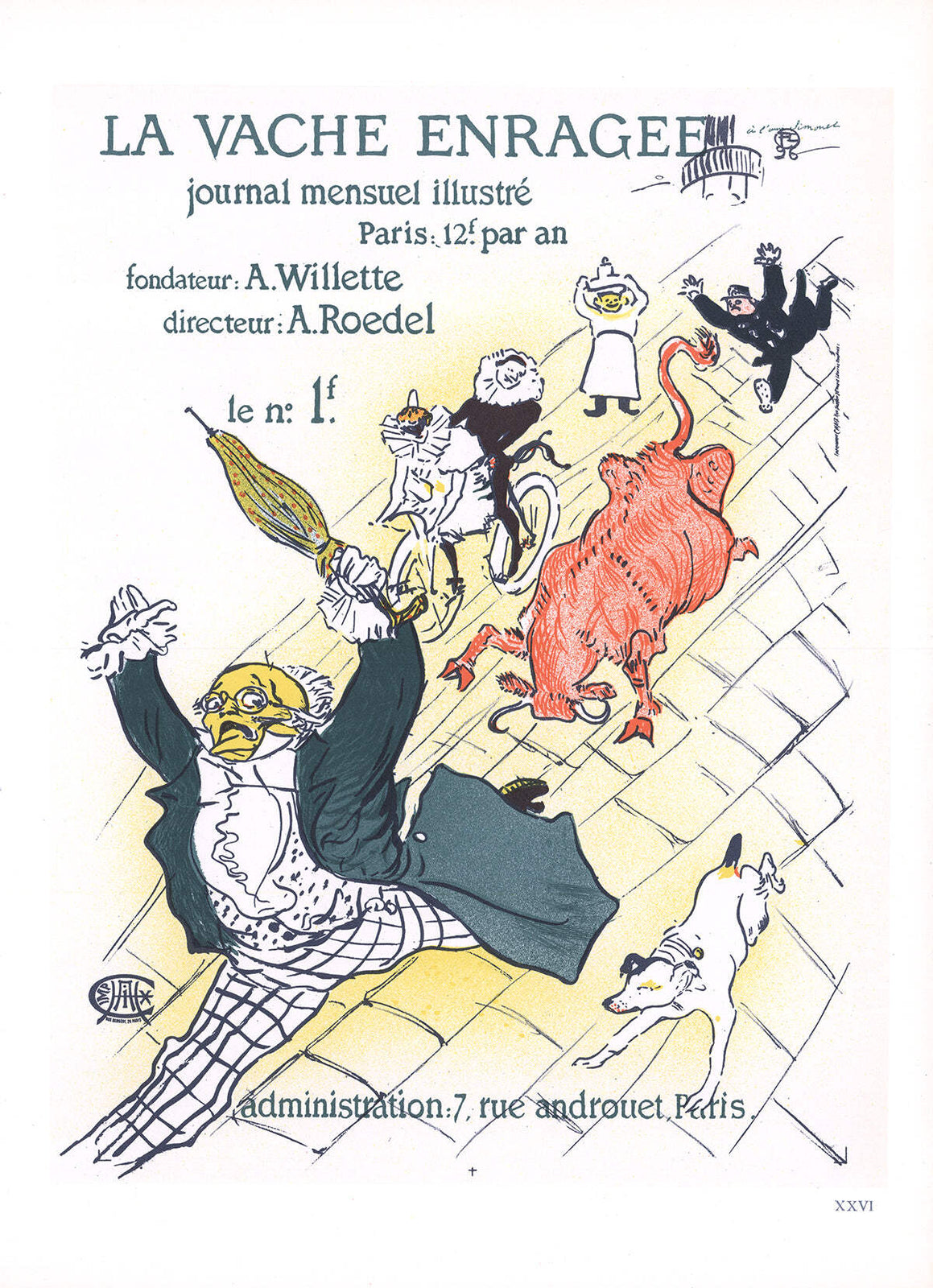 Henri De Toulouse-Lautrec La Vache Enragee " Lithograph Art Nou