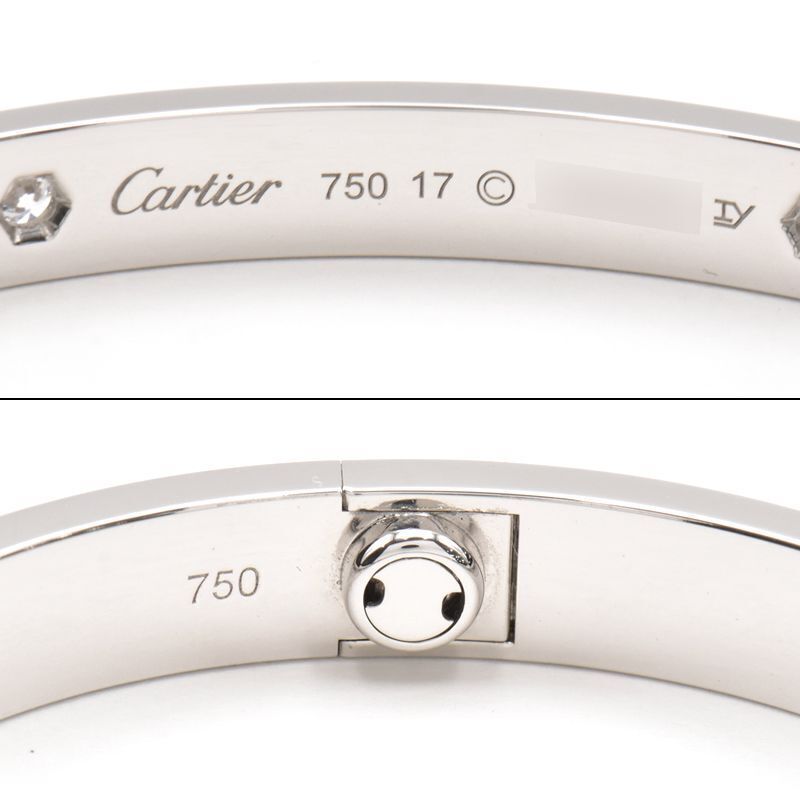 Cartier Love Bracelet #17 K18WG 4P Diamond Half