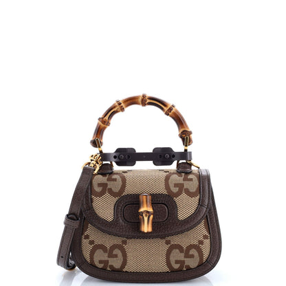 Gucci Bamboo 1947 Top Handle Bag Jumbo Gg Canvas Mini