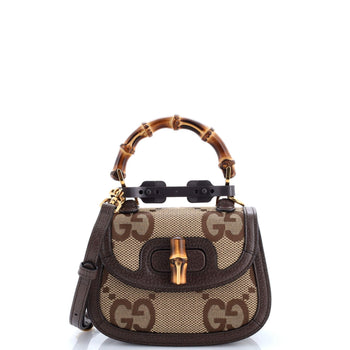 Gucci Bamboo 1947 Top Handle Bag Jumbo Gg Canvas Mini
