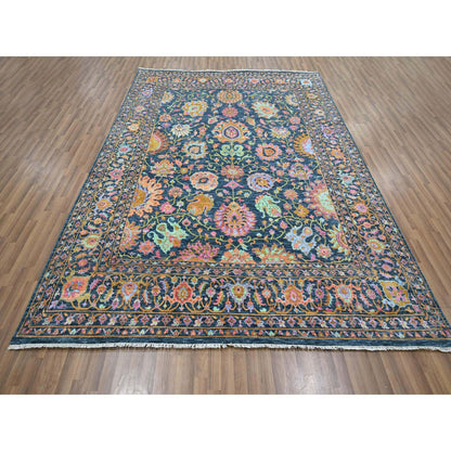 8'X10'2" Blue Colorful All Over Tebraz Design Wool-Silk Hand Knotted Rug