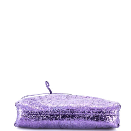 Bottega Veneta The Pouch Crinkled Metallic Leather Mini