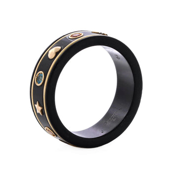 Gucci Icon Band Ring Synthetic Corundum With 18K Yellow Gold And Multicolor