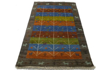 Modern Multicolored Pictorial Tribal Gabbeh Rug