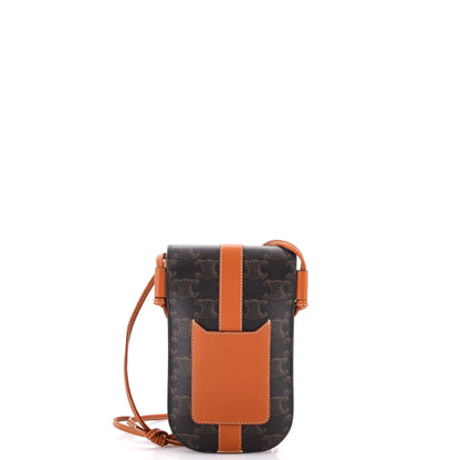Celine Phone Pouch Crossbody Triomphe Coated Canvas With Leather