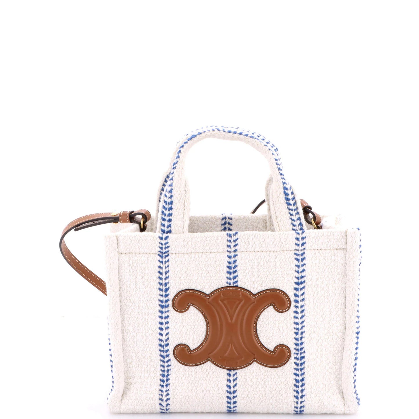 Celine Cabas Thais Tote Triomphe Striped Textile Small