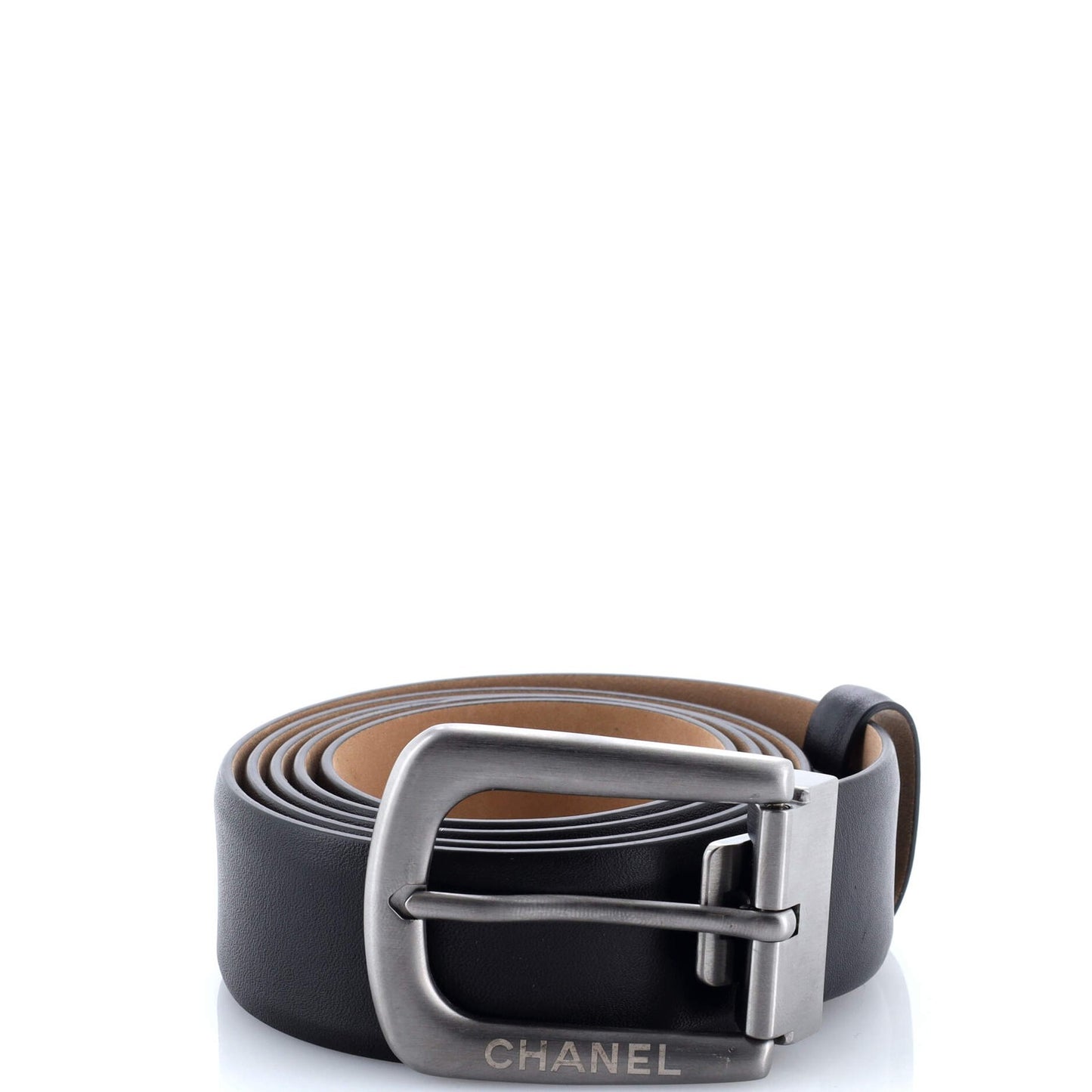 Chanel Buckle Belt Cc Embossed Leather Thin