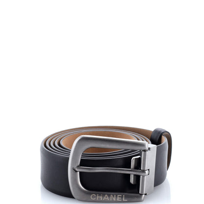Chanel Buckle Belt Cc Embossed Leather Thin