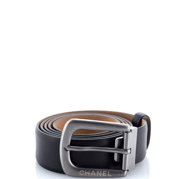 Chanel Buckle Belt Cc Embossed Leather Thin