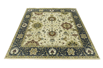 10X10 Ft Square Handmade Cream Floral Chobi