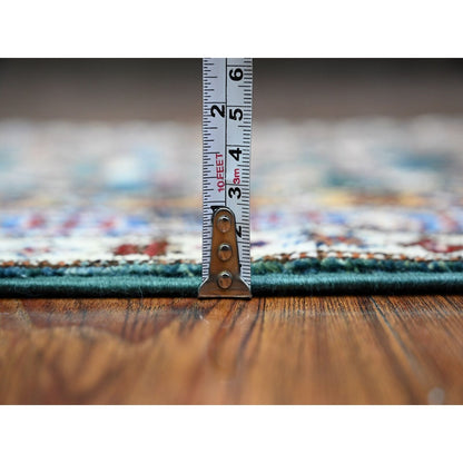 2'X5'8" Green Hand Knotted Wool Oushak Willow And Cypress Tree Runner Rug