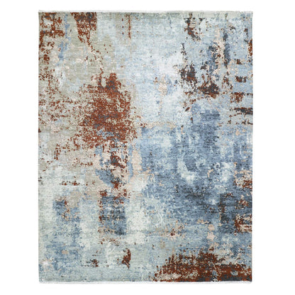 9'X12'4" Thundercloud Gray Wool Abstract Design Hand Knotted Oriental Rug