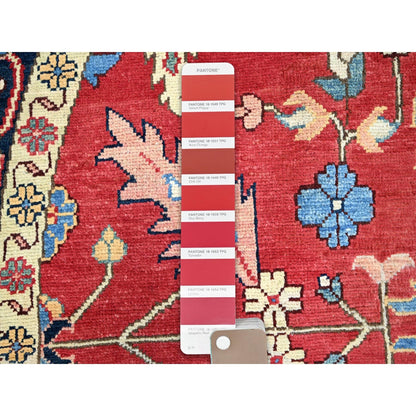 8'X8' Red Wool Hand Knotted Denser Weave Round Oriental Rug
