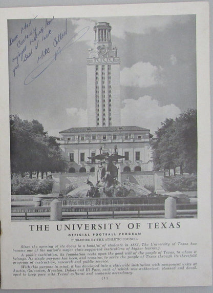 1961 Texas Vs Oklahoma Game Program Signed By