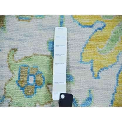 10'2"X14' Frost Ivory Hand Knotted Oushak Weave And Design Pure Wool Rug