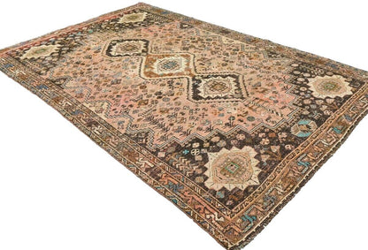 Vintage Distressed Rusty Pink Tribal Oriental Rug