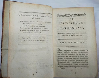 Louis-Sebastien Mercier De J.J. Rousseau 1791 First Edition Leather Book Revolut