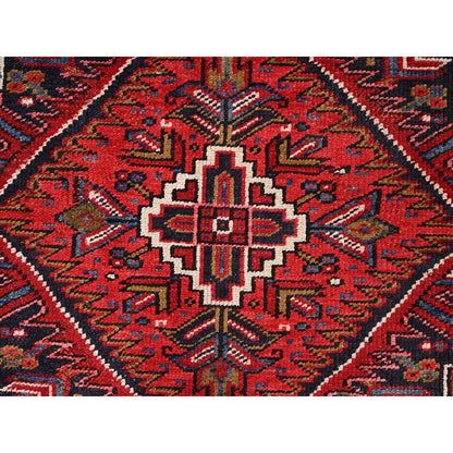 7'8"X11' Carmine Red Vintage Zoroastrian Heris Pure Wool Hand Knotted Rug