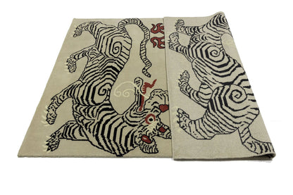 Nepali Tiger Oriental Rug Wool Tribal Modern