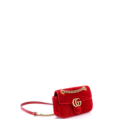 Gucci Gg Marmont Flap Bag Matelasse Velvet Small