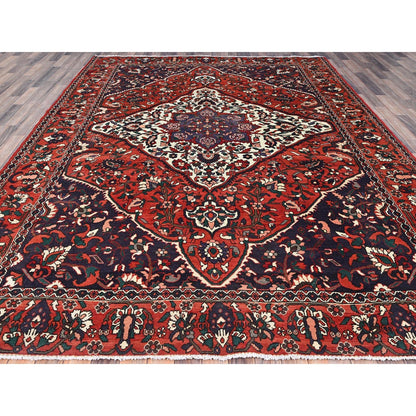 8'7"X11'2" Turkey Red Extra Soft Wool Vintage Baktiarjoon Oriental Rug