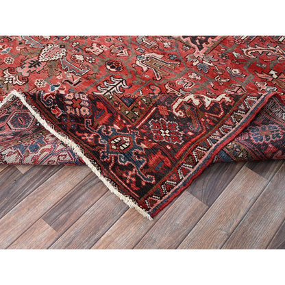 8'10"X11'10" Blush Red Vintage Zoroastrian Heris All Wool Hand Knotted Rug