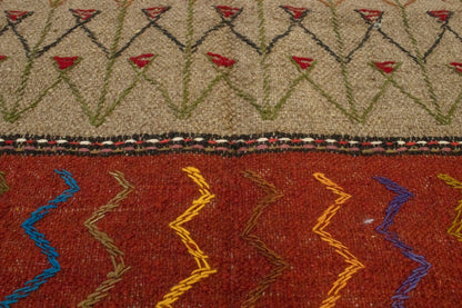 Tribal Sumak Herati Flat-Weave Oriental Rug Khaki