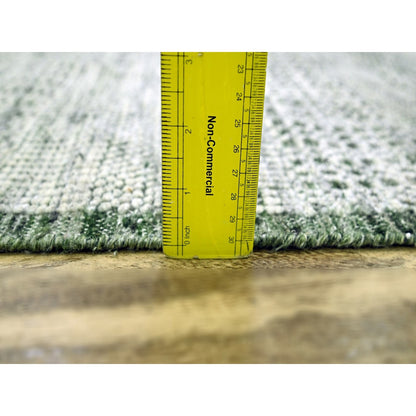 2'6"X6' Green Hand Knotted Rug Wool Oxidized Grass Design Runner Oriental