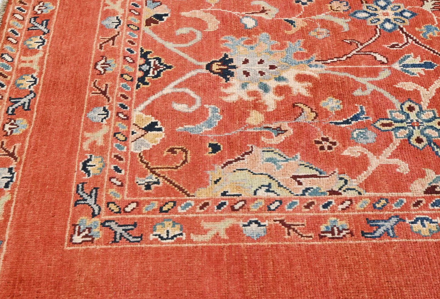 Orange Kazak Peshawar Rug 4X6 Ft Tribal Floral