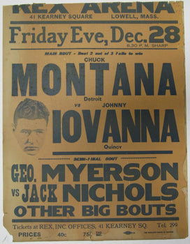 Chuck Montana Vs. Johnny Iovanna 14X22 Wrestling Poster 1940'S From Lowell, Ma
