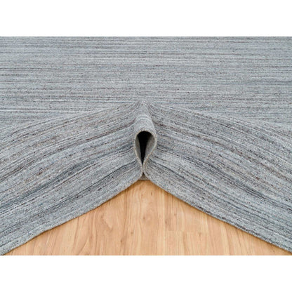 12'X15' Arsenic Gray Modern Striae Design Wool Hand Loomed Oversized Rug